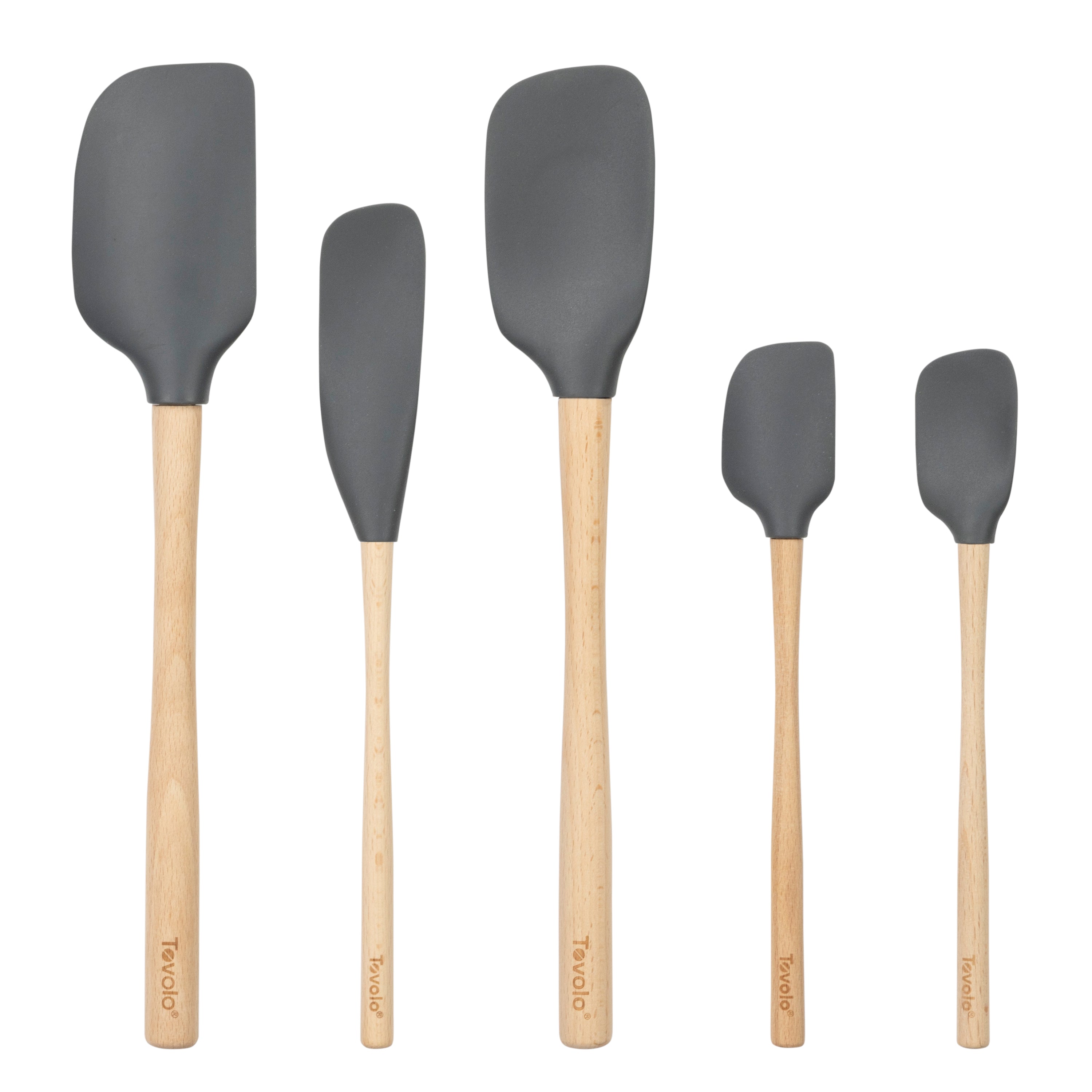 Flex-Core - Wood Handled Silicone Spatula Set of 5 - KitchenarySg - 5