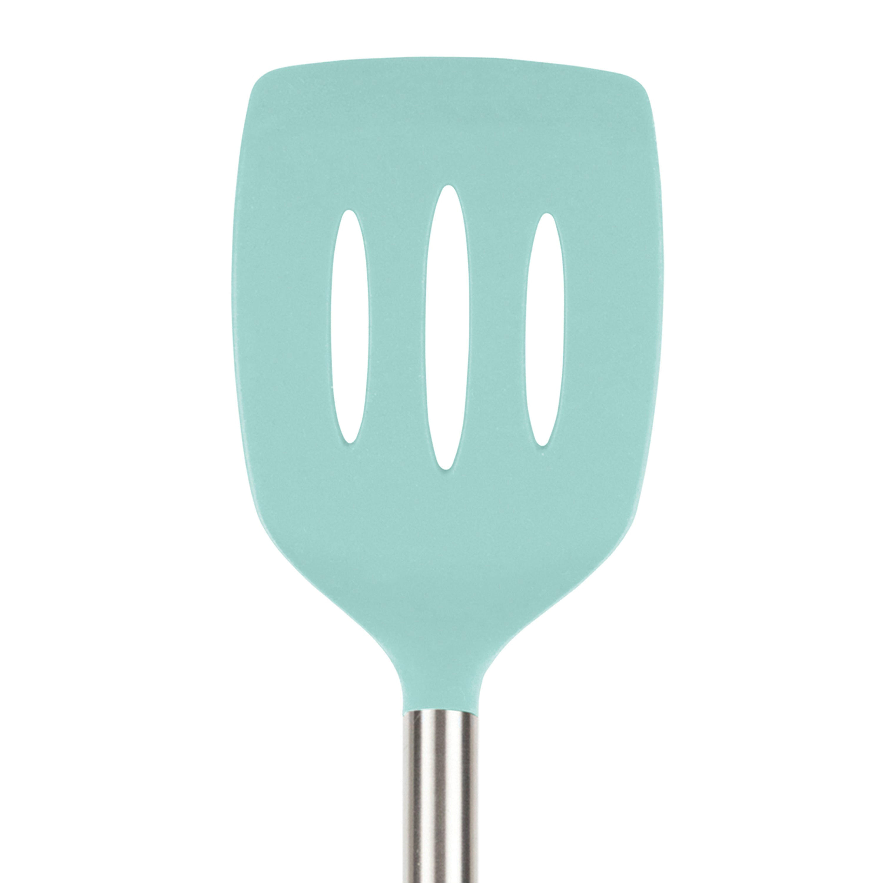 Stainless Steel Handled Silicone Slotted Turner - KitchenarySg - 13