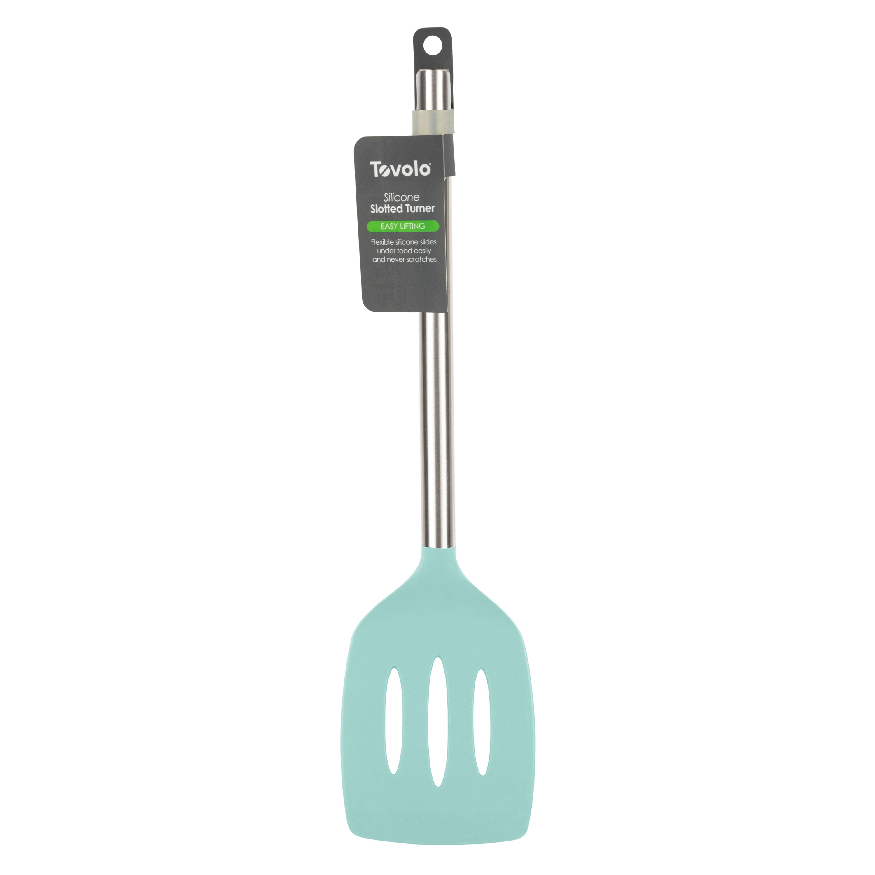 Stainless Steel Handled Silicone Slotted Turner - KitchenarySg - 19