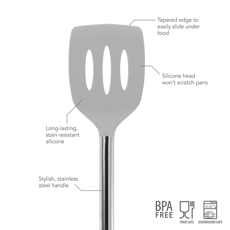 Silicone Slotted Turner with Stainless Steel Handle
