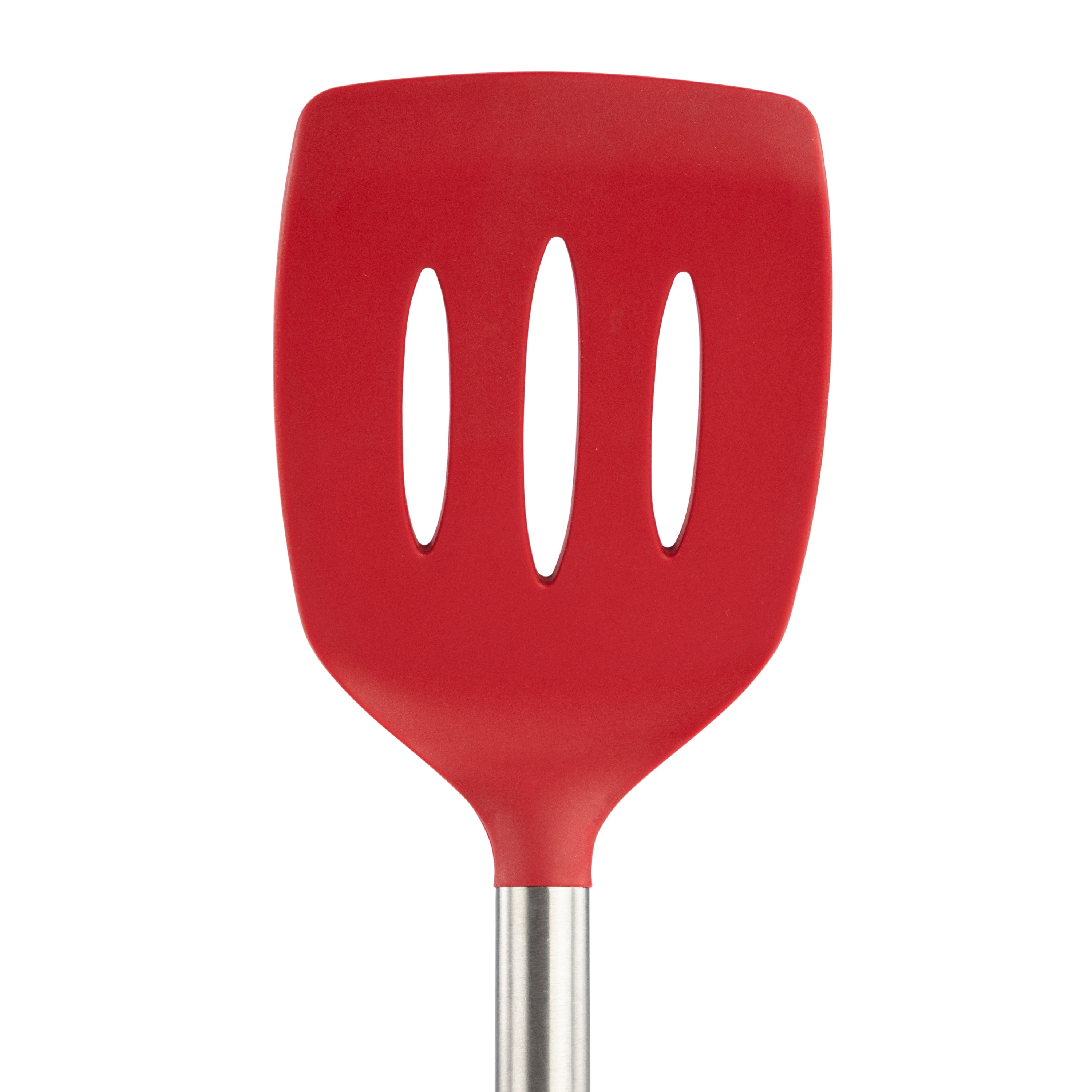 Stainless Steel Handled Silicone Slotted Turner - KitchenarySg - 9