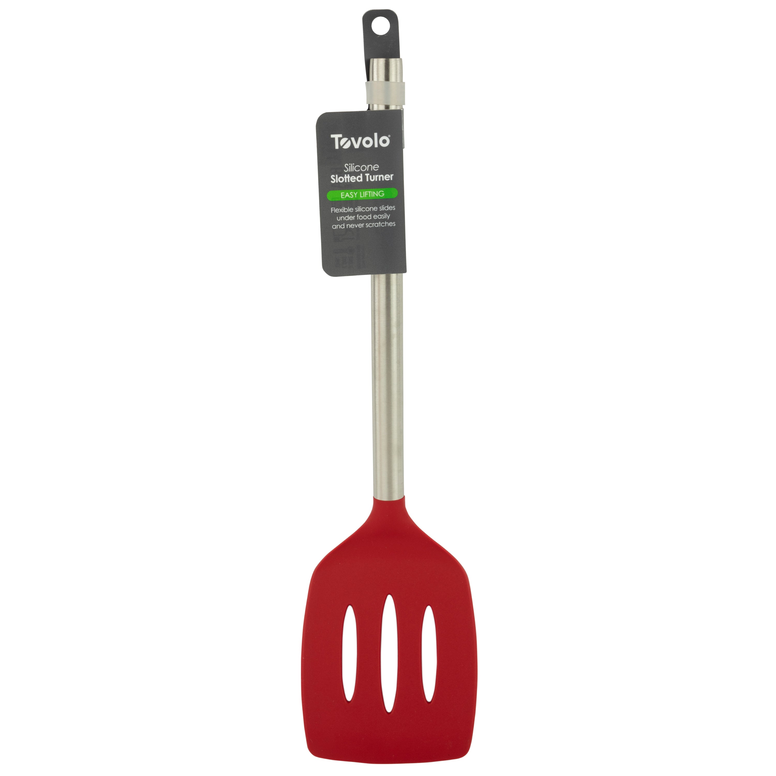 Stainless Steel Handled Silicone Slotted Turner - KitchenarySg - 20