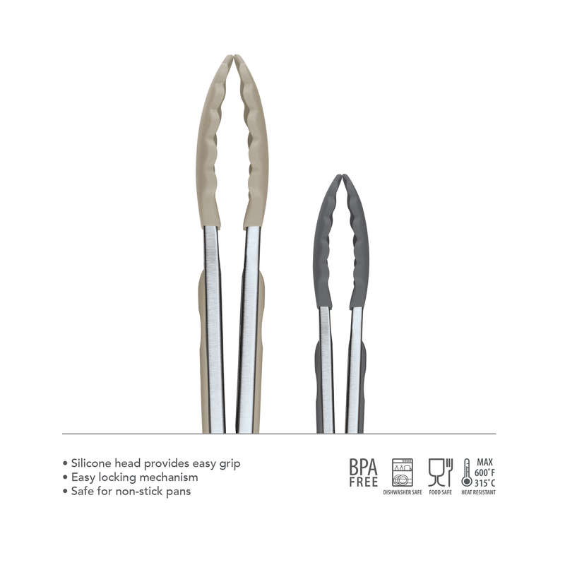 Elements 9" & 12" Stainless Steel Tongs (Set of 2) - KitchenarySg - 2