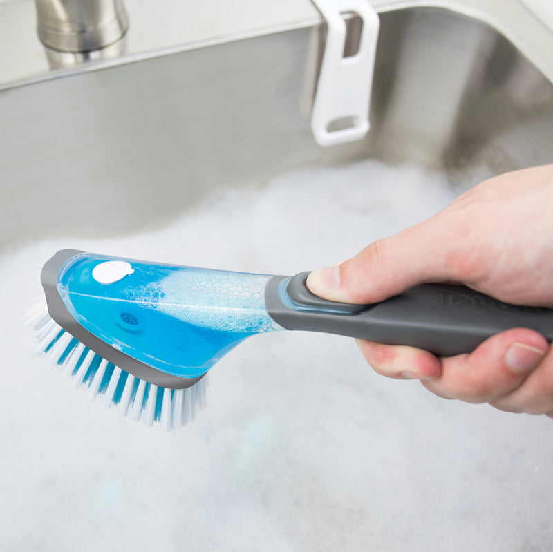 Magnetic Soap Dispensing Dish Brush & In-Sink Holder - KitchenarySg - 4