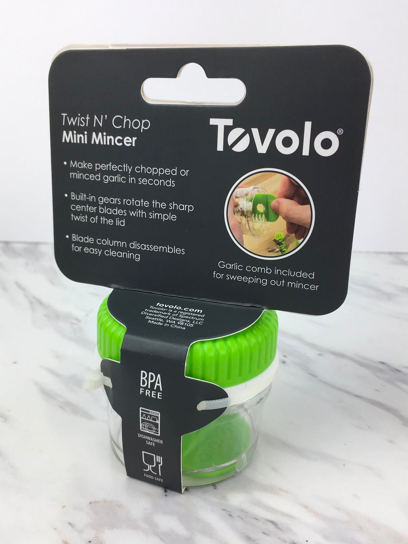 Tovolo Chop N' Spin Mini Chopper, Spinning Mini Garlic Mincer